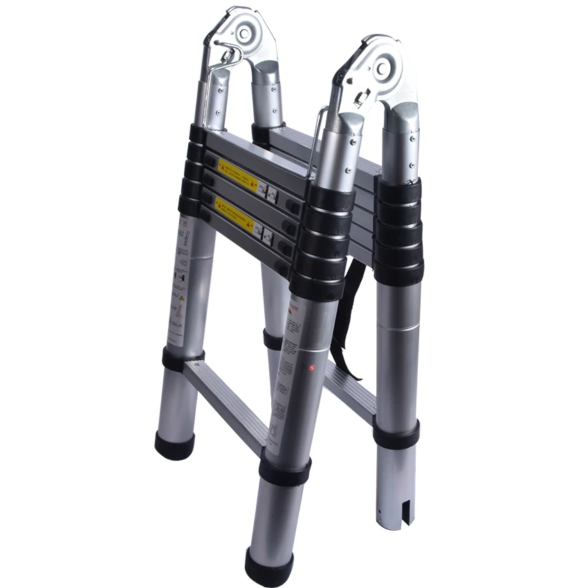 Échelle télescopique Portable multifonctionnelle en alliage d'aluminium, porte et chevrons, 1.9M + 1.9M
