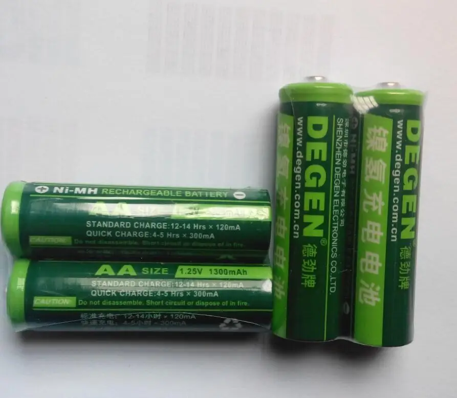 4pcs/ lot DEGEN Battery AA Size NI-MH 1300mAh 1.2V Rechargeable Battery For DEGEN DE1103 radio