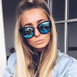 Fashion Cat Mirror Sunglasses Women Brand Designer Eye Cat Metal Frame Girl Sunglasses Brown Women's Fashion Big Frame Gradient