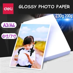 20 blätter/Lot Deli Glossy photo papier A4(210x297mm) a3 (297x420mm) 200g 230g Foto papier farbe tinte jet papier