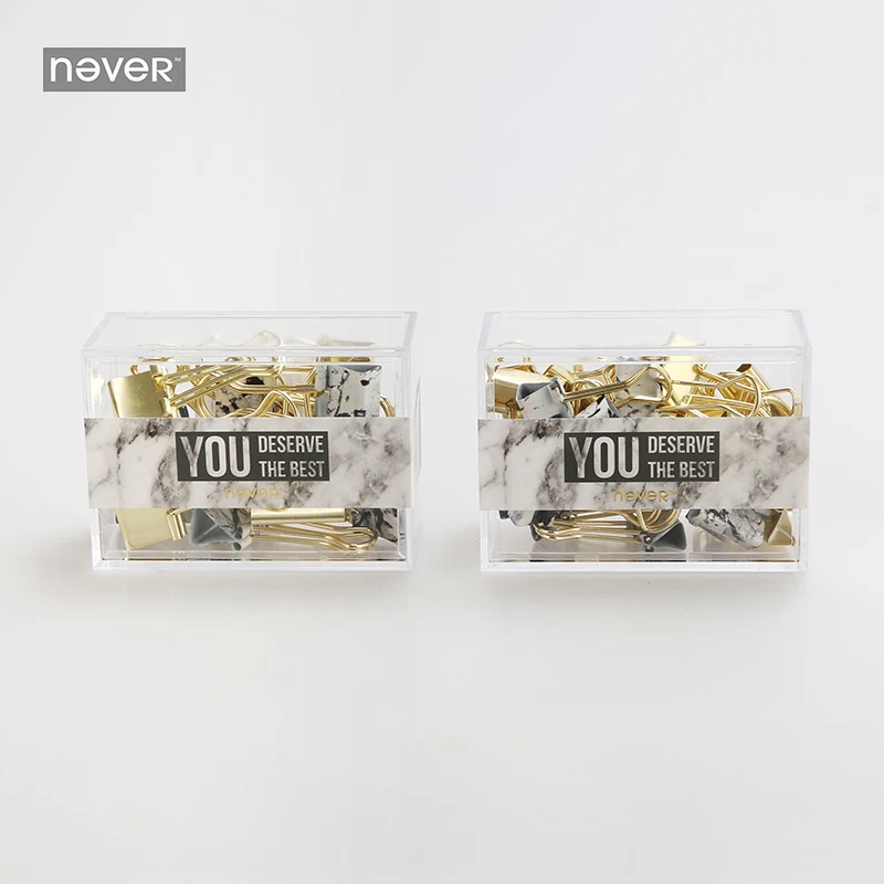 Clip à longue queue en marbre doré, accessoire de bureau créatif à la mode