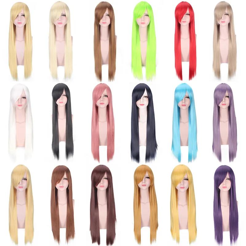 80CM Bangs Wig Anime Cartoon Character Cosplay 32 Inch Women Lolita Wigs Lavender Blonde Hair Role Play Long Hair Extensions