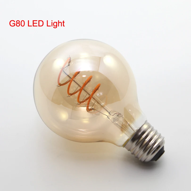 

A60 G80 G95 ST64 T45 LED Soft Filament Bulbs Dimmable 4W E27 LED Flex Filament Vintage Spiral Bulb Lamp 110V 220V Amber Glasss