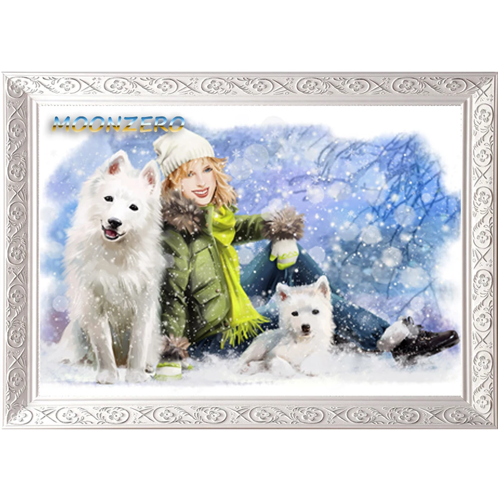 3D Diamond Painting Cross Stitch Crystal Mosaic Kit Full Square Drill Embroidery Patterns Rhinestone Wall Craft Husky and Beauty