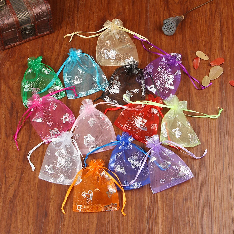 

100pcs/lot 7x9cm Multi Colors Organza Bags Small Jewelry Packaging Bags Wedding Favors Drawstring Gift Bag & Pouches