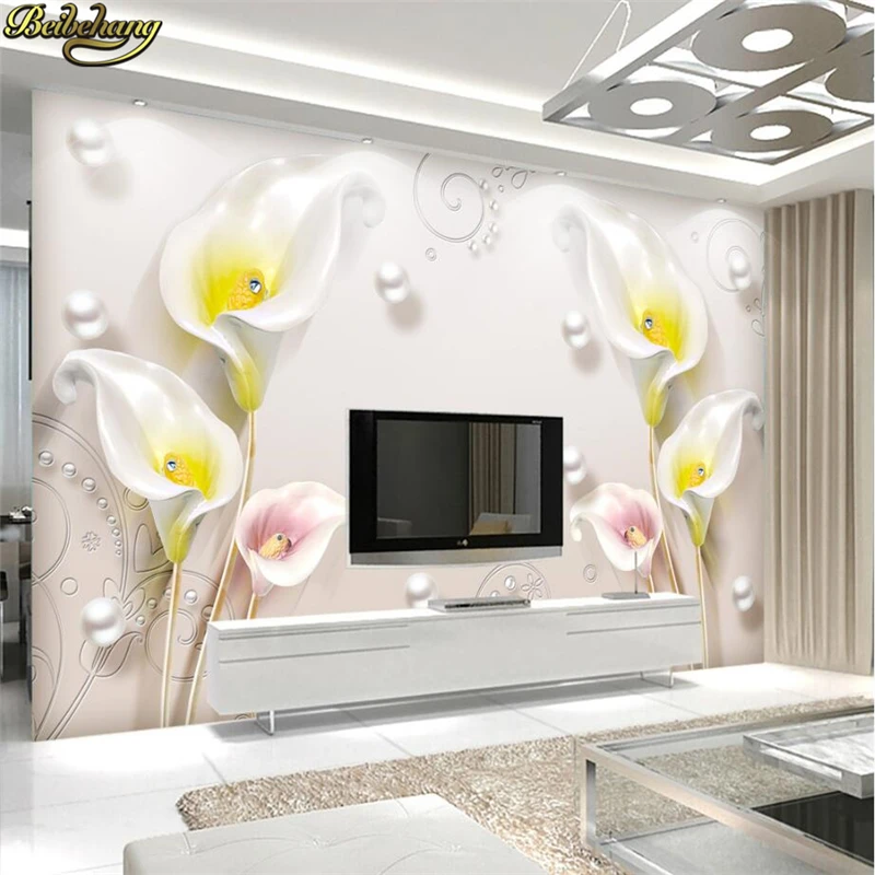 Custom papel de parede 3D Calla lily Photo Wallpaper for Wall Painting Pictures Living Room TV Background Wall paper 3D Stickers