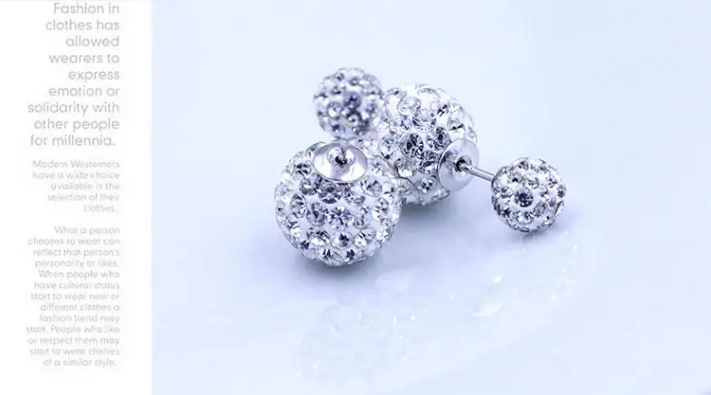 925 Silver Needle Fashion Shiny Double Shambhala Ball Crystal Ladies Stud Earrings Jewelry Anti Allergy Drop Shipping