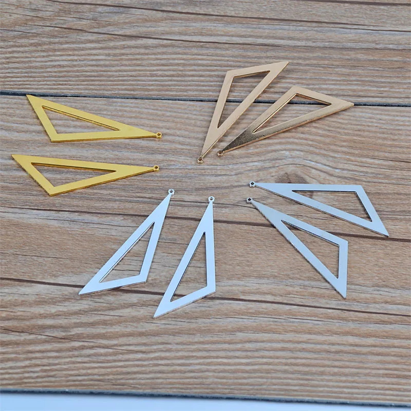 66.5*19mm 50pcs Copper Material gold  color simple hollow triangle blank stamp charm for necklace Pendant for DIY Jewelry making