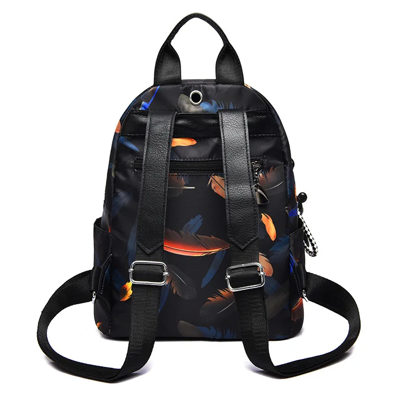 Anti-thief Feather Print Backpack Female Oxford Cloth Waterproof Travel Casual Schoolbag  Brand Ladies Large Capacity Backpack