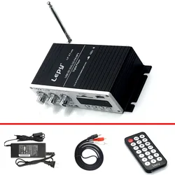 Lepy-amplificadores de potencia Bluetooth lp-a7 USB, con Cable de alimentación y Audio de 12V3A, reproductor MP3 multifuncional FM, SD, USB, para Coche y Casa