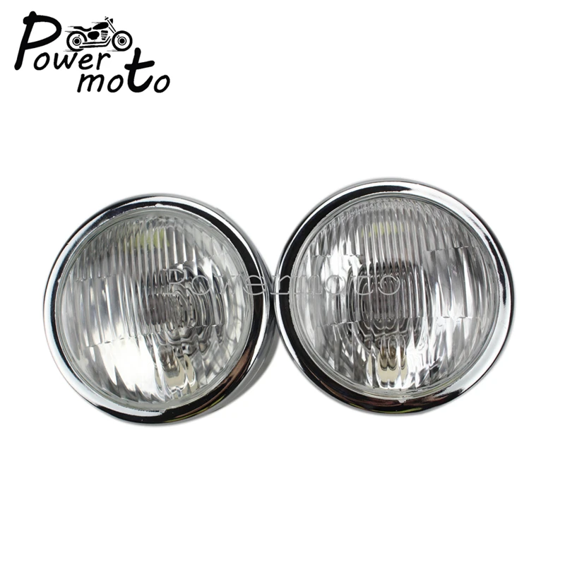 Motorcycle 12V H4 Chrome Dominator Dual Headlight Twin Headlamp For 50 125 Kawasaki KLX 450 Honda Dual Sport Yamaha Cafe Racer