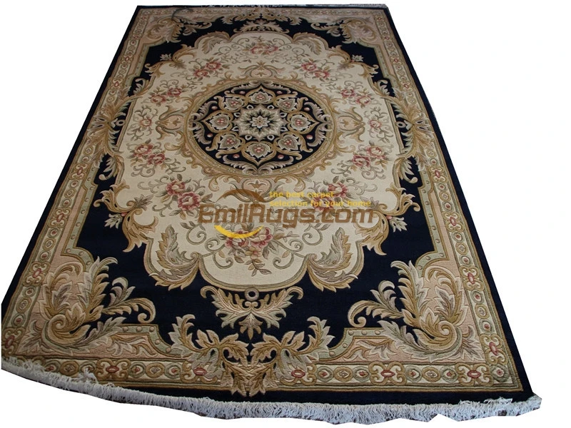 Hand Made French Aubusson Weave Rug Wool Savonnerie Design  Handmade Wool Knitting Carpets Antique Runner Rugs