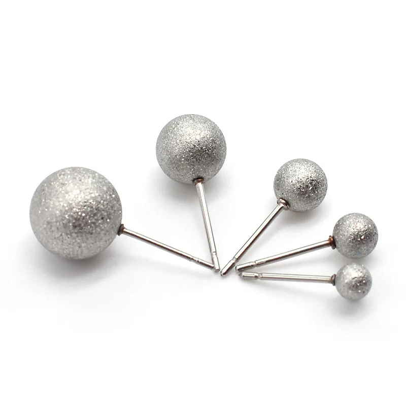 100pcs Surgical Stainless Steel Earrings Post Matte Frosted Round Ball Punk Men Ear Tragus Ear Piercing Fake Taper 4 5 6 7 8mm