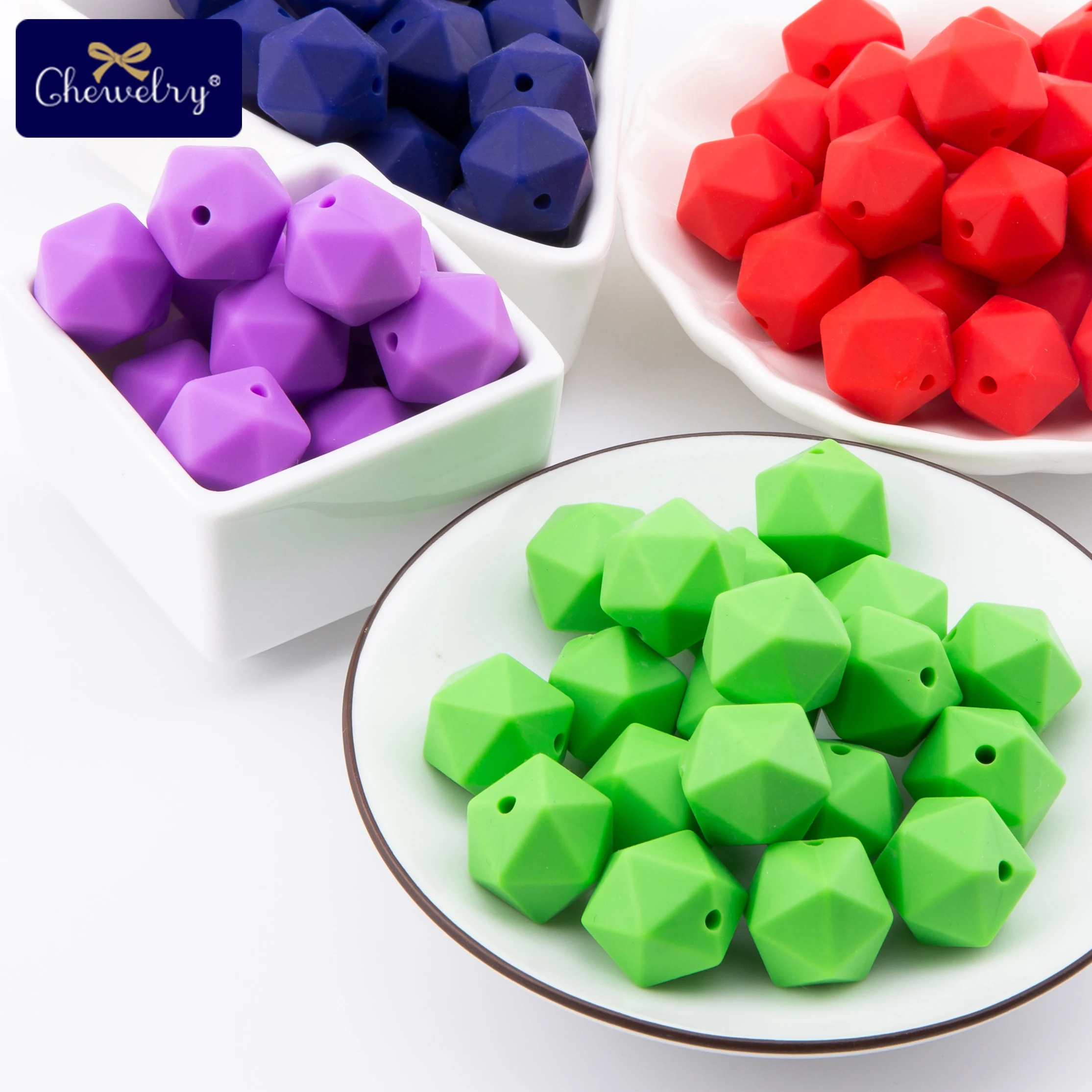 

10pc 14MM Baby Silicone Teether Hexagon Beads Teething Food Grade Perle Silicone DIY Nursing Bracelets Pacifier Chain Nurse Gift