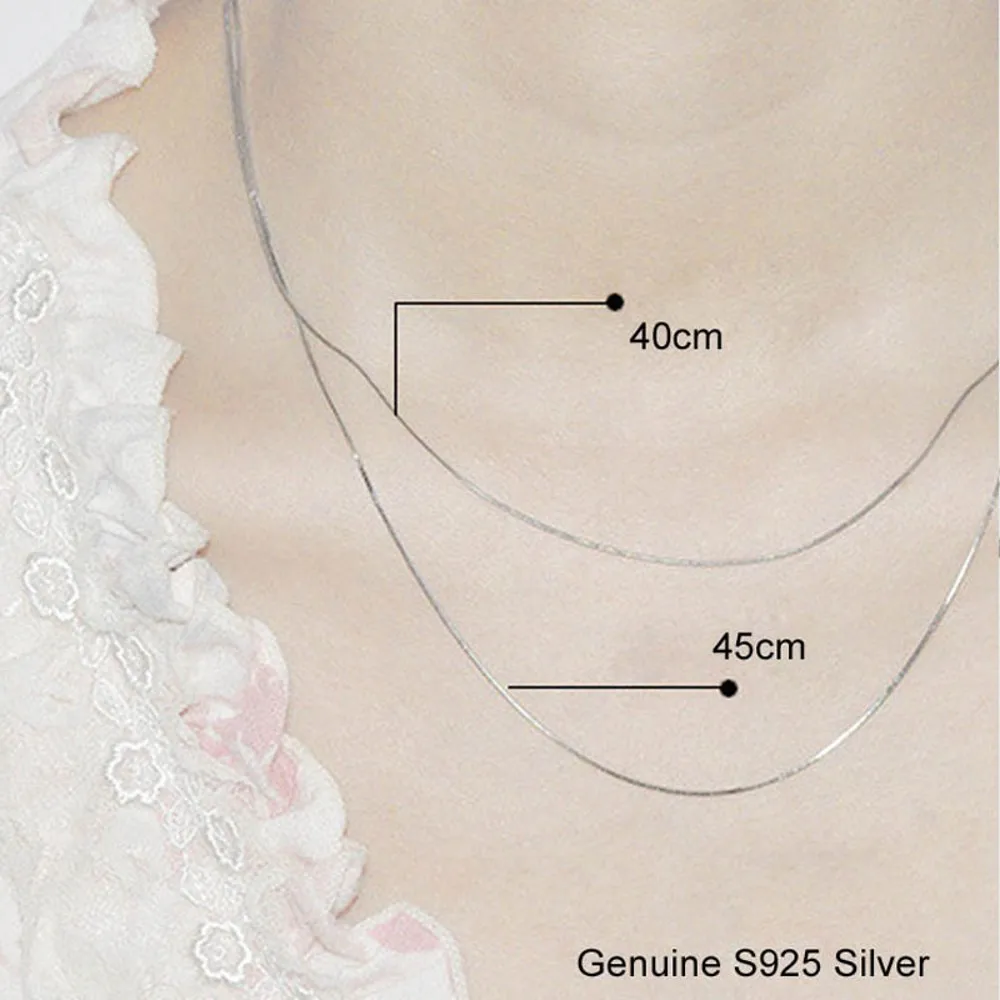 Genuine Real Pure Solid 925 Sterling Silver Chain Necklace Men Women Snake Chain DIY Jewelry Male Female 0.7mm Collier Necklaces