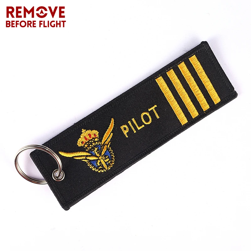 3 PCS/LOT Pilot Key Chain for Aviation Gifts Motorcycle Key Chains Embroidery Key Fob Fashionable Remove Before Flight Keychain