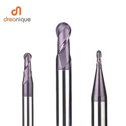 Fresa a candela con naso a sfera 1pc 2 flauti R0.5-R6.0 fresa a candela cnc per frese a candela rivestite con lavorazione a faccia e scanalatura in metallo per hrc50