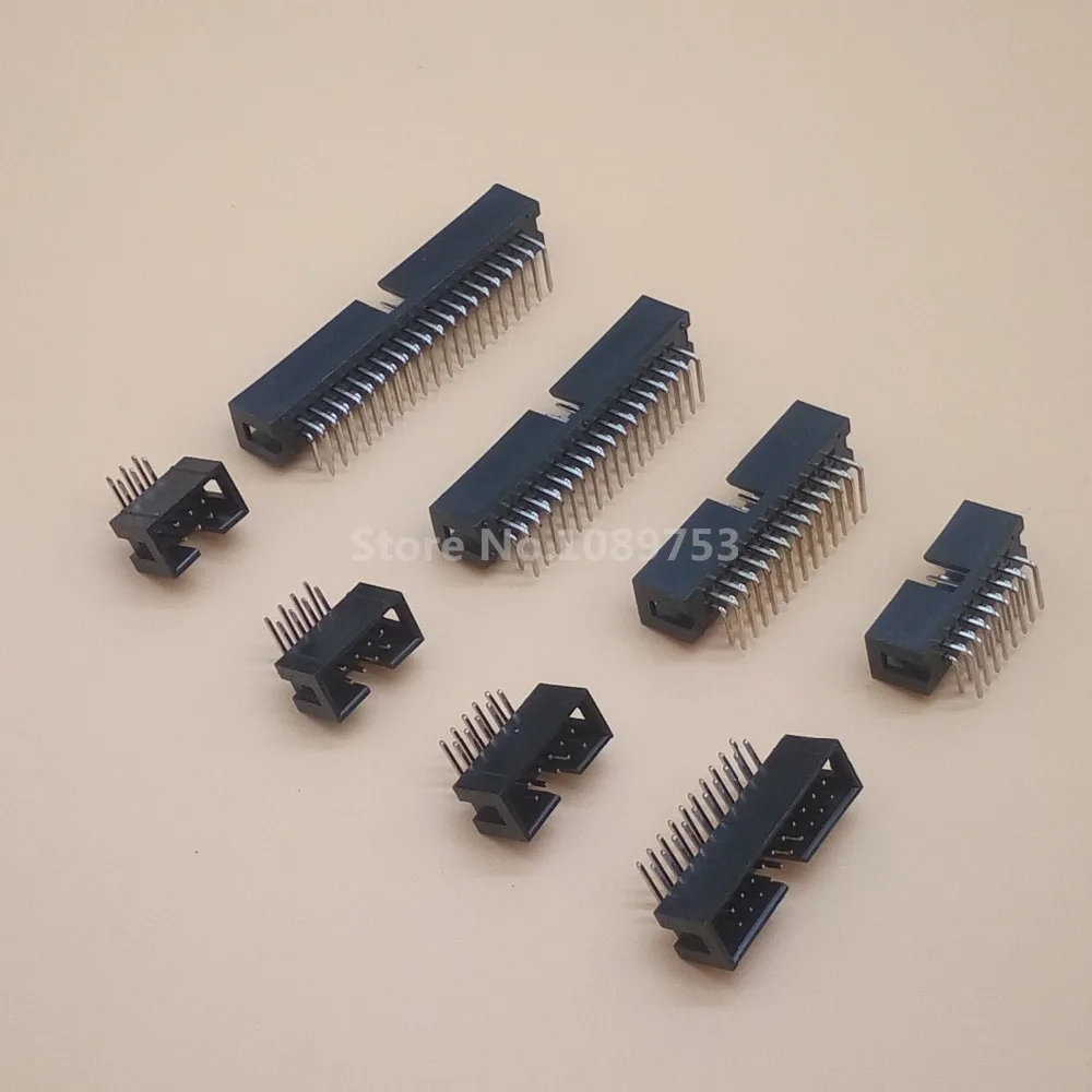 20PCS DC3 6P 8P 10P 14P 16P 20P 26P 30P 34P 40P 50P 2.54mm Socket Header Connector ISP Male Double-spaced Right Angle IDC JTAG