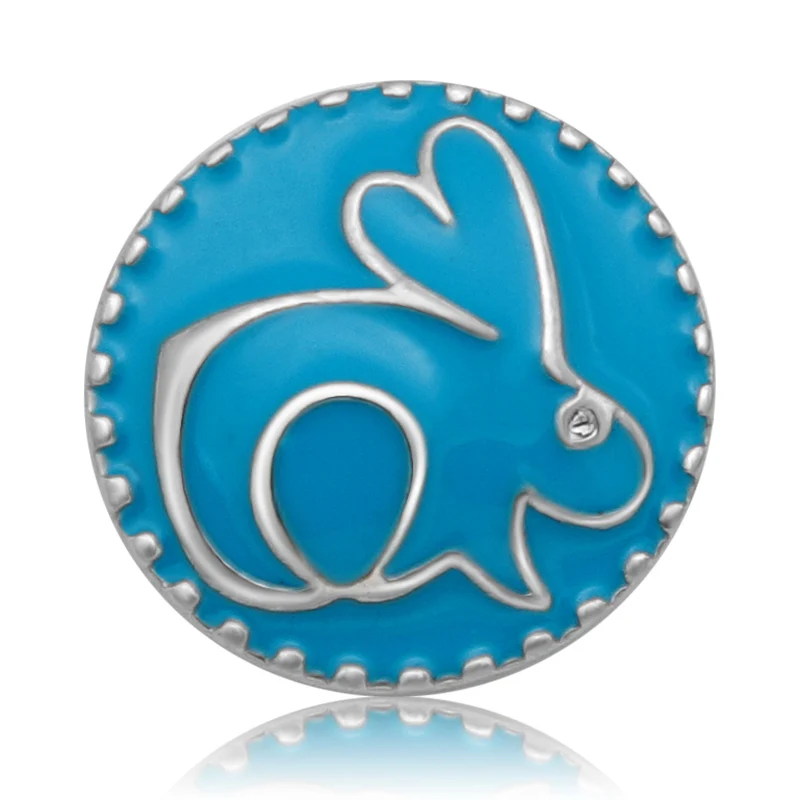New Fashion Round 4 colors beauty Oil rabbit metal 18mm snap buttons fit 18mm snap jewelry wholesale KZ3289