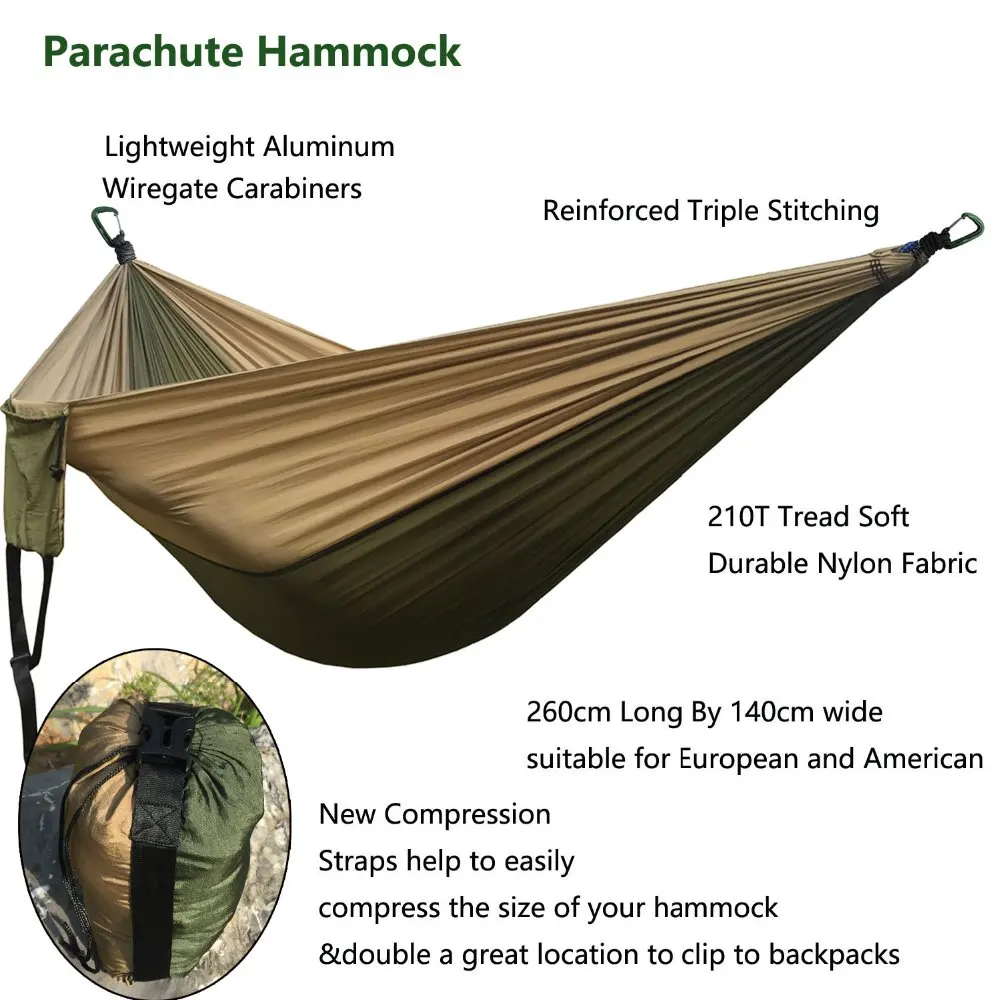 Dropshipping Parachute Nylon Camping Hammock Outdoor Camping Hammocks Double Person Portable Swing Hammock