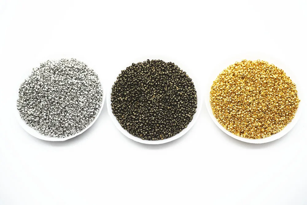 500/Lot Ende Perlen Silber Gold Überzogene 1.5/2/2.5/3/3.5/4mm Dia Crimp Perlen Legierung Perlen Für Schmuck Machen Schmuck DIY Finding – Detail 14