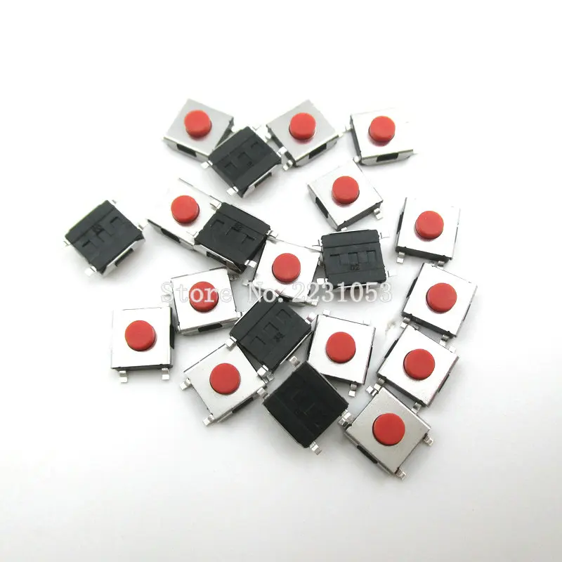 50PCS 6*6*3.1 mm SMD Switch 4 Pin Touch Micro Switch Push Button Switches Red SMD Tact Switch