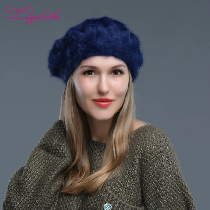 LILIYABAIHE Classic style Women hat  angora Solid Color Beret Soft Loose and comfortable high quality hat  Suitable for any age