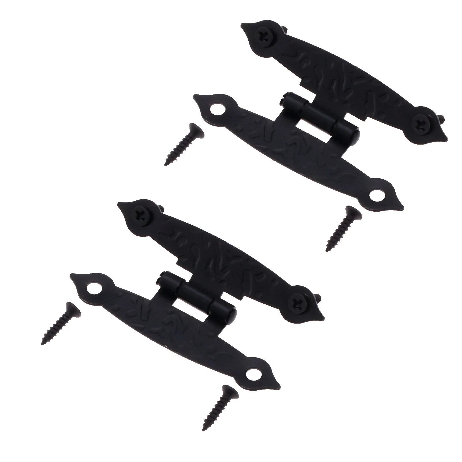 DRELD 2 قطعة العتيقة الأسود باب خزانة الأمتعة يتوقف علب للمجوهرات خمر القديمة H مفصلات زخرفة الأثاث مع المسمار 65*33 مللي متر