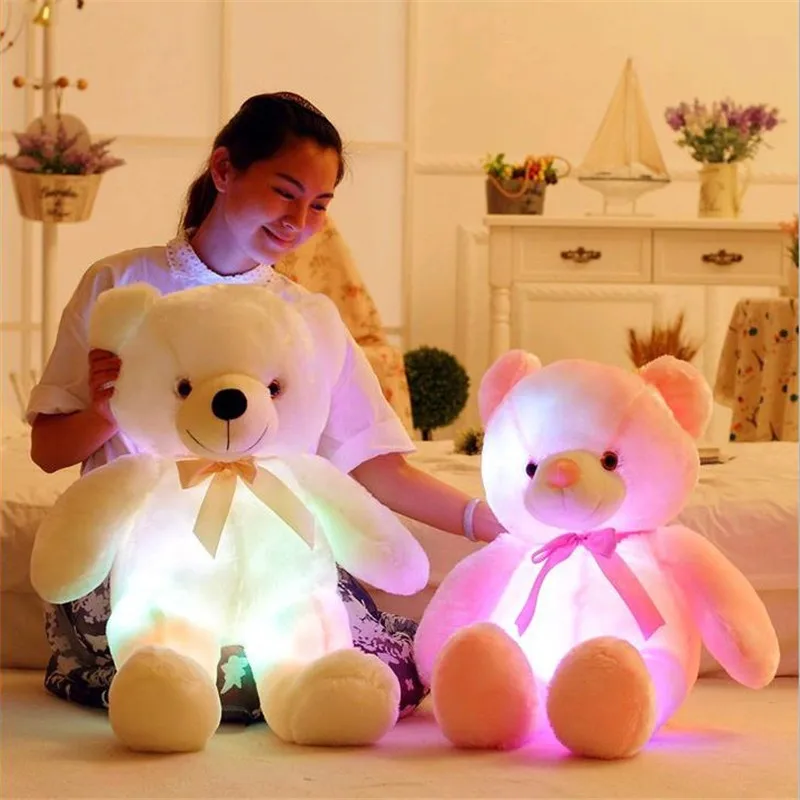 50cm Creative Light Up LED Teddy Bear Toy Animals Plush Stuffed Toy Colorful Glowing Teddy Bear Christmas Gift Toys For Children