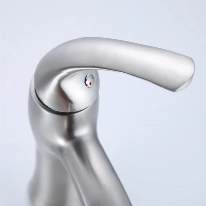 Mixer Tap Bathroom Sink Faucet Contemporary Style Bath Mixer Hot And Cold Water Wire Drawing Bathroom Taps With 2 Hoses