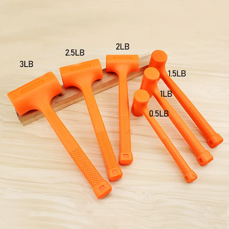 0.5-4LB Dead Blow Mallet Orange Soft Rubber Unicast Hammer