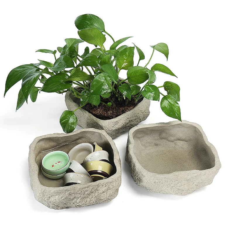 New ceramic modern Vase home decoration Rough pottery rock mud imitation stone vases Hydroponics Plant plant flower pot