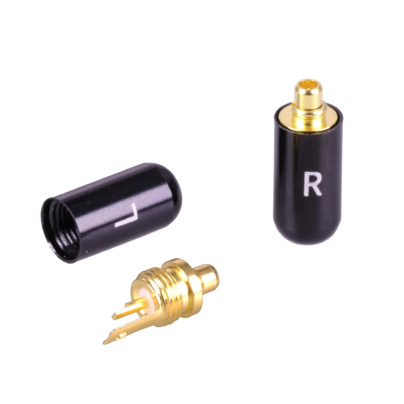 2pcs/1pair Enthusiasts Jack L/R MMCX Black/Silver Earphone Pin Plug For Shure ED5 SE535 Gold Plated Connector