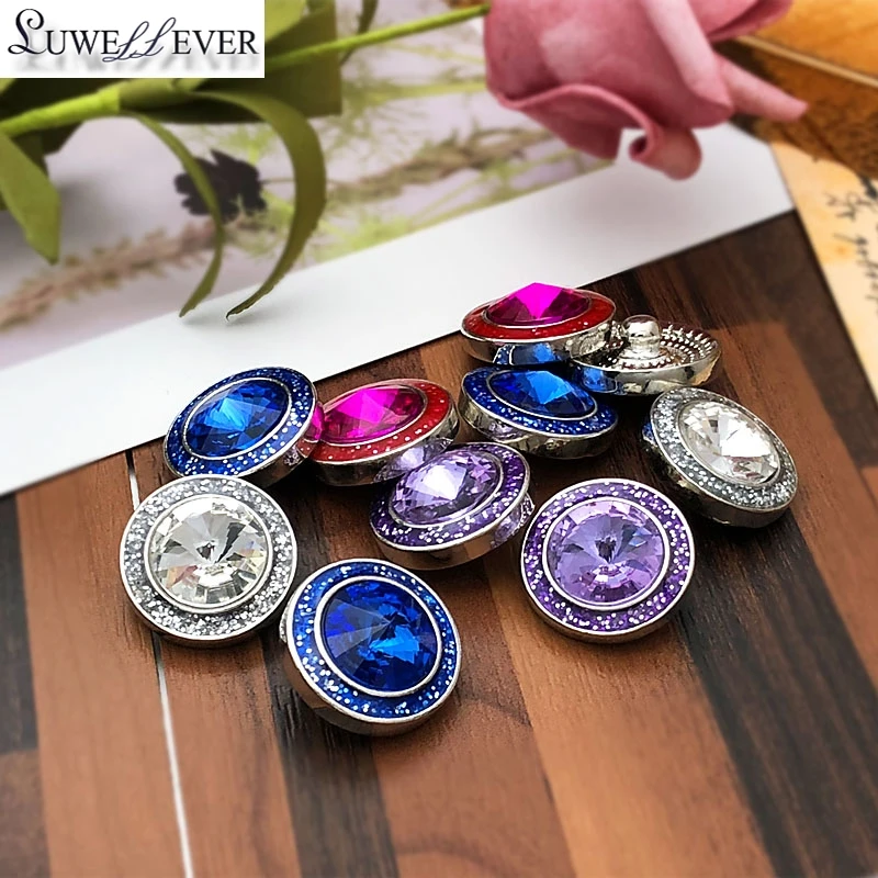 Hot Round Flower w326 Crystal 3D 18mm Metal Snap Button For Bracelet Necklace Interchangeable Jewelry Women Accessorie Findings