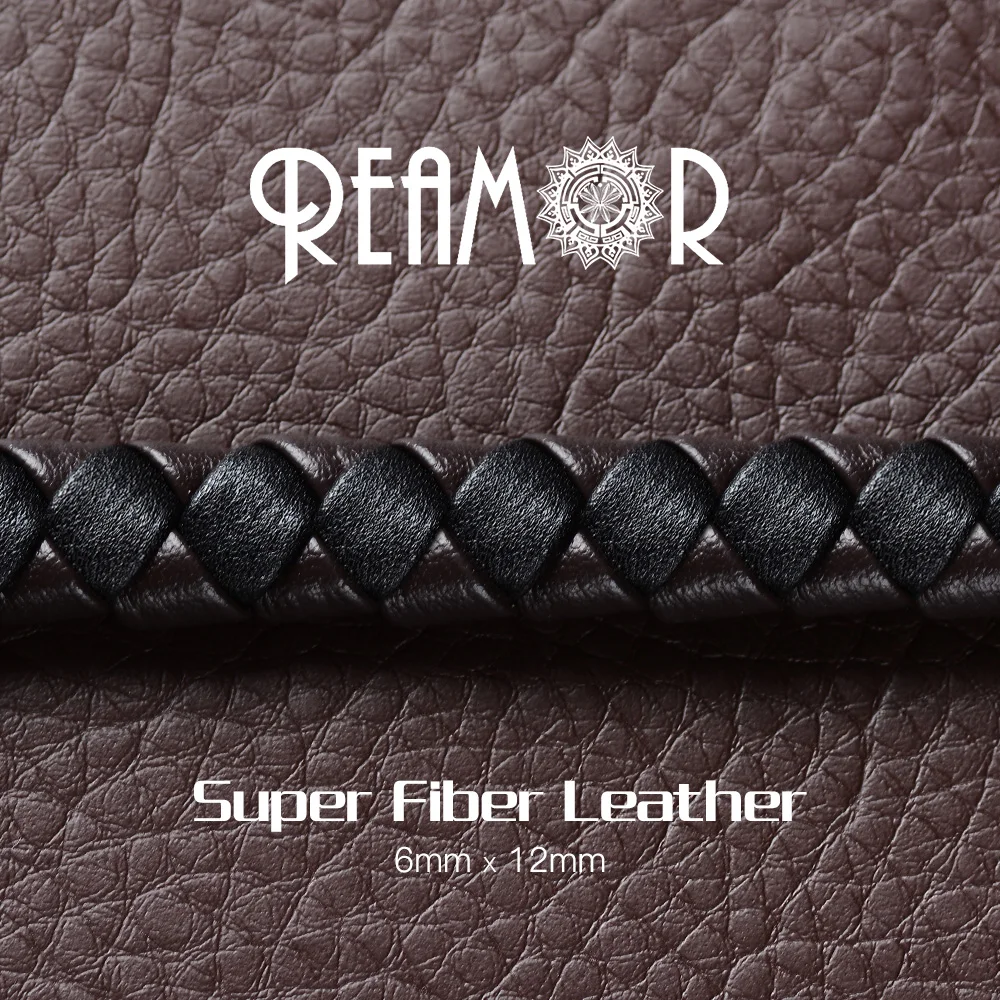 REAMOR New 12*6mm Black Mixed Brown Red Super Fiber Braided Leather Rope DIY Bracelet PU Wide Leather Cords For Jewelry Making
