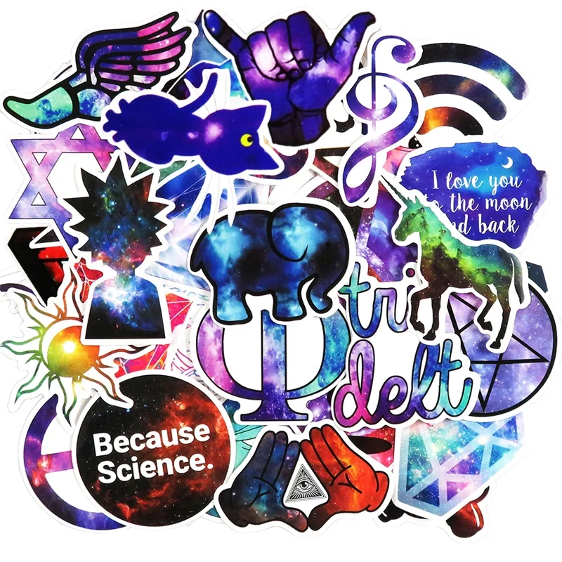 50Pcs Galaxy Stickers Funny Anime Cartoon Sticker for Children Laptop Bicycle Suitcase Guitar Luggage Skateboard Car Vinyl Decal