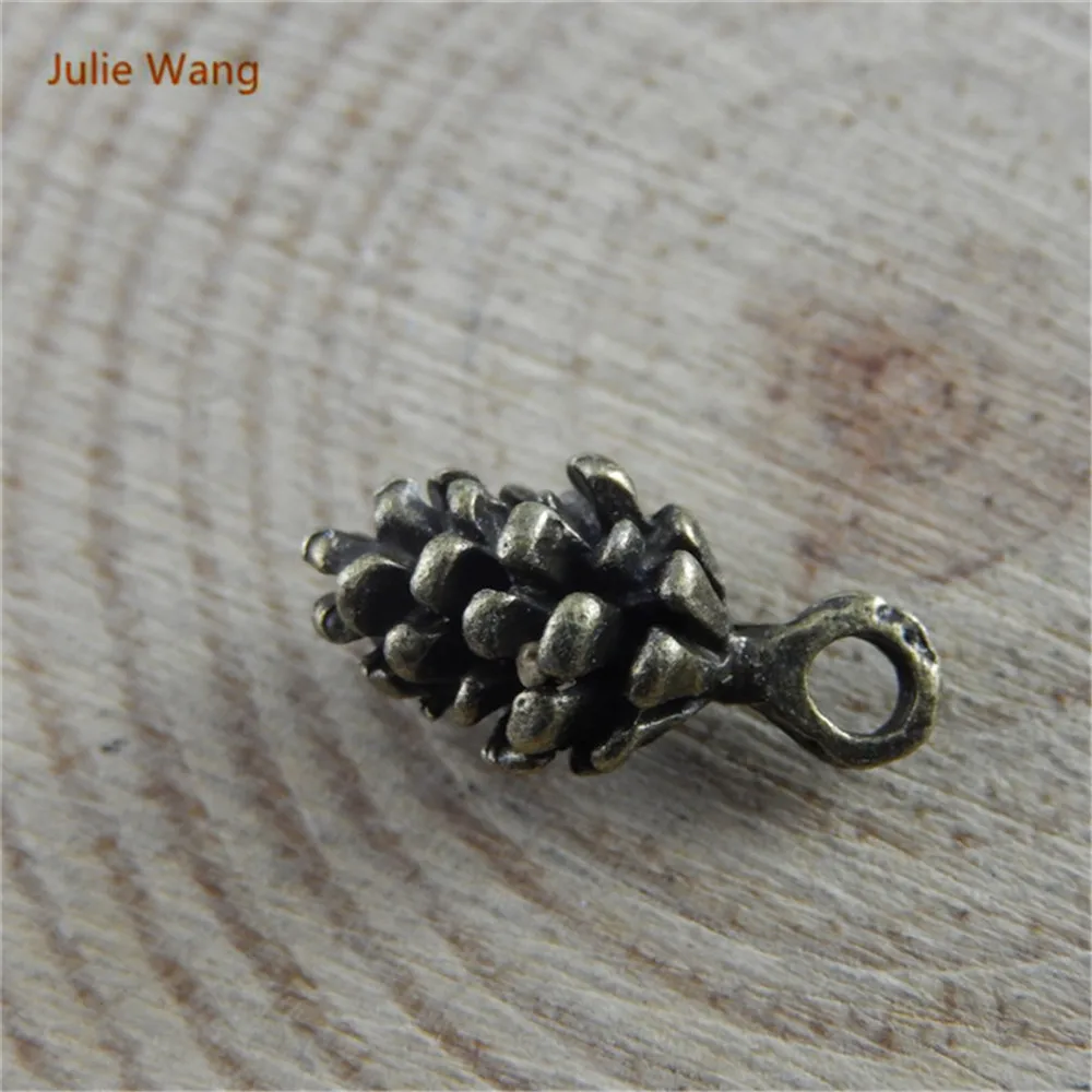 Julie Wang 10-50pcs Pine Cone Nut Charms Antique Bronze Alloy Fashion Jewelry Making Pendant Bracelet Charm Crafts Accessory