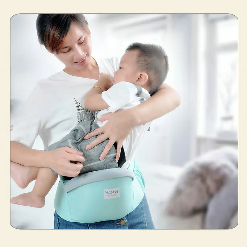 Voor-en back baby carrier heupdrager draagzak baby sling eiland blauw hip-seat