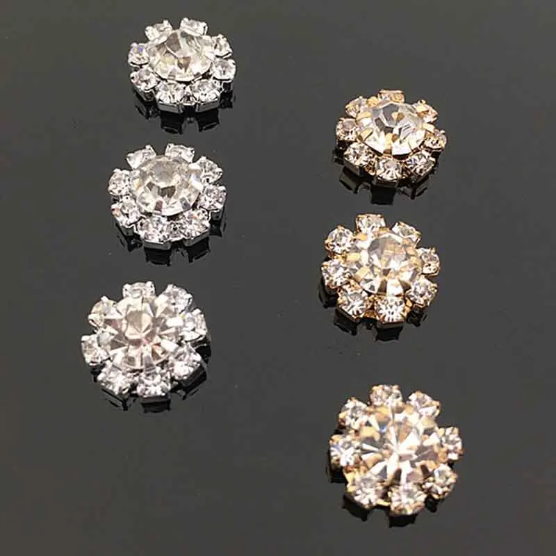 Engood 100Pcs DIY Round Metal Rhinestone Small Button for Wedding Sewing Trim Embellishments Craft Buckles Headband ZJ108-HZ166