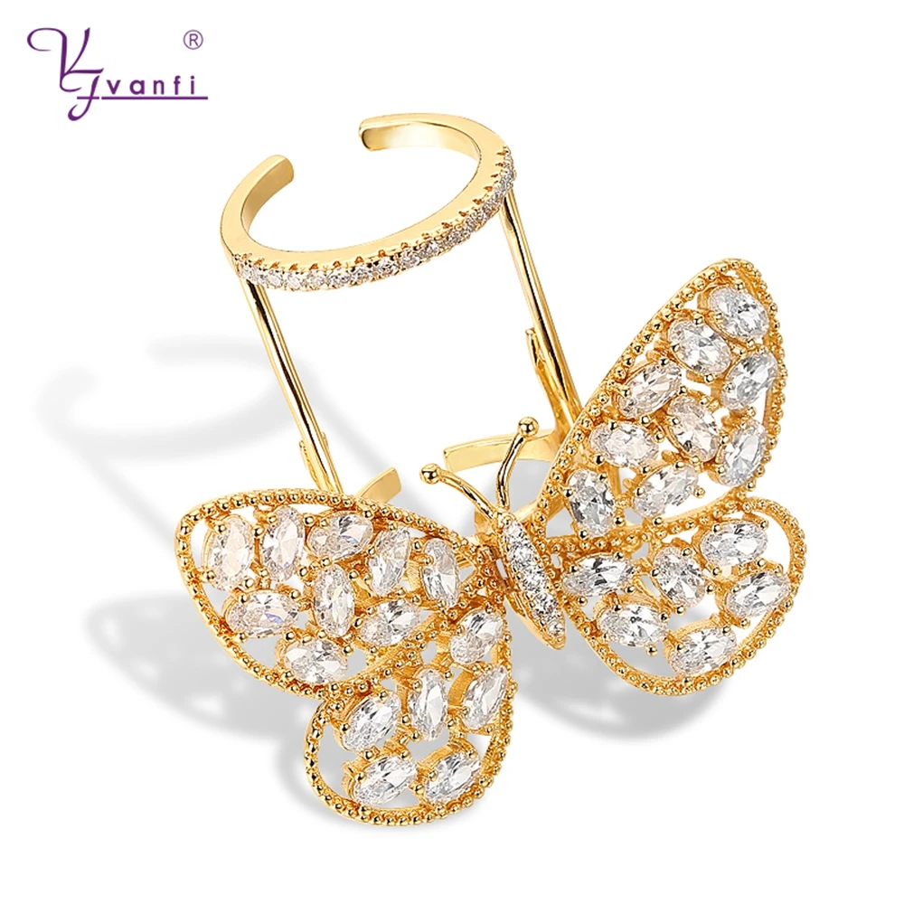 Factory Promotions Gold Color Moving Butterfly Action Shape Jewerly ring high quality rings for Women gift free size