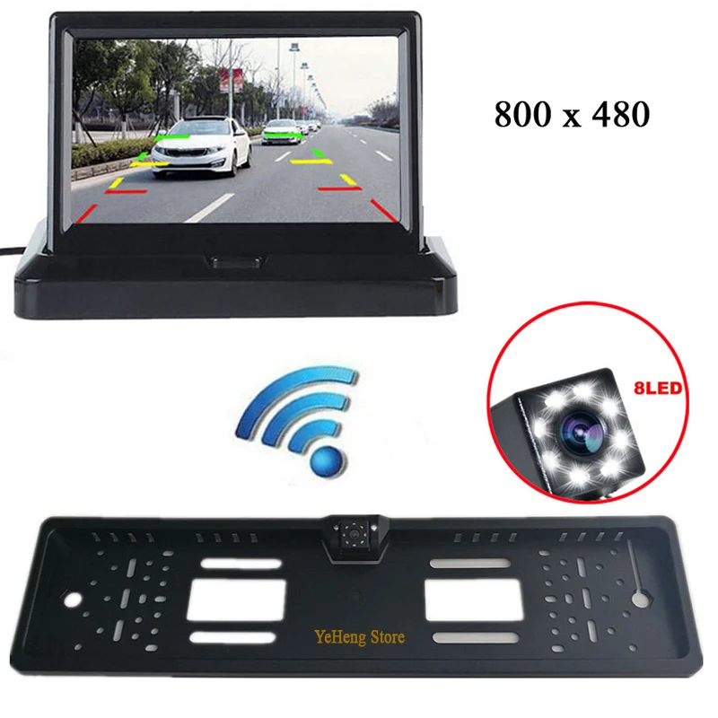 2017 Newest 8 LED Night Vision Reversing CCD Car Rear View Camera With 4.3 inch Folding Car Parking Monitor Video Player+2 Video