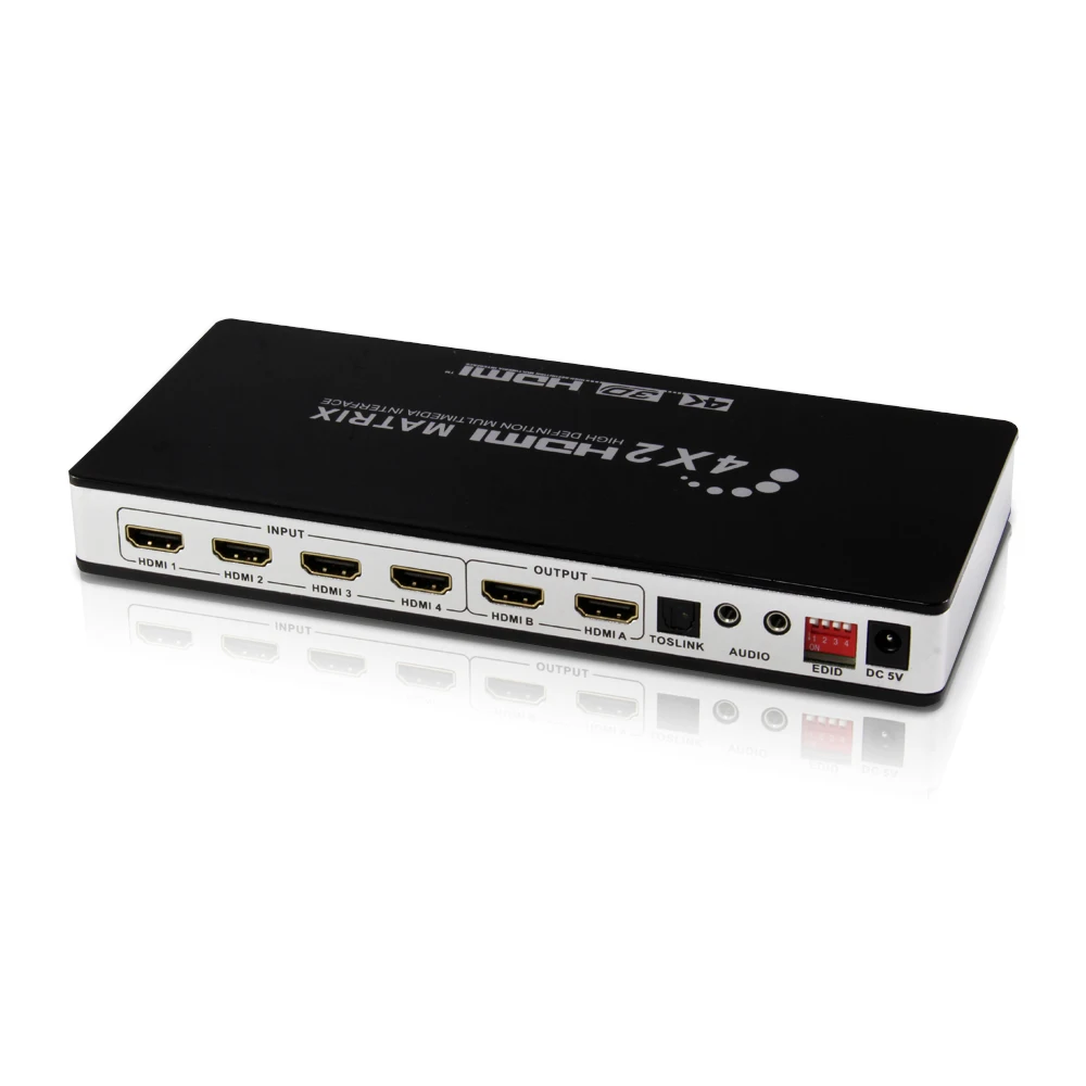 

Full HD 4Kx2K HDMI-Compatible Matrix 4x2 Switch Splitter Matrix with IR Remote Control and EDI Supports 1080P V1.4/3D With Audio