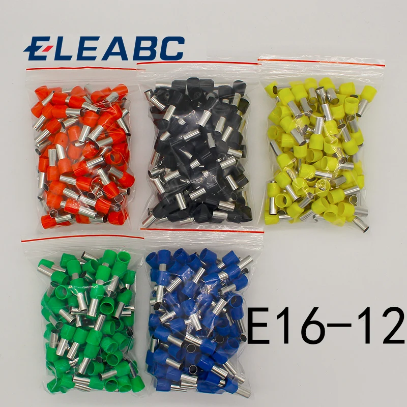 E16-12 Buis isolerende Geïsoleerde terminals 16MM2 Kabel Draad Connector Isolerende Crimp Terminal 100 stks/pak Connector E-