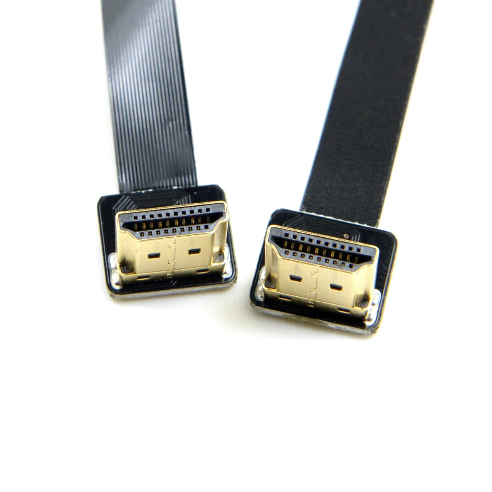 FPV HDMI Ribbon Cable Dual Up Angled HDMI 90 Degree HDMI Type A Male to Male FPC Flat Cord for Multicopter Aerial Photography