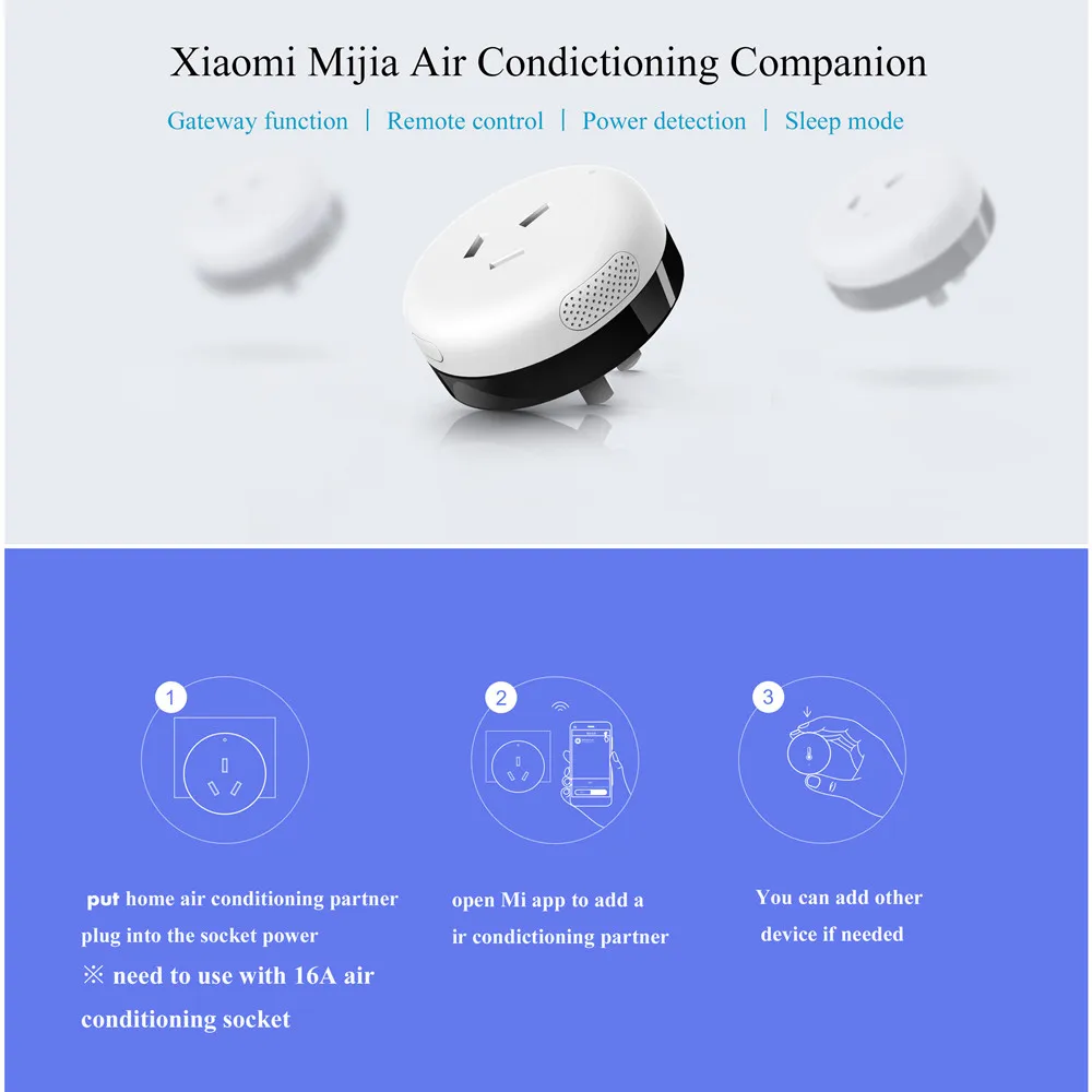 Original Xiaomi Air Condictioning Companion Partner Plug Zigbee Gateway Remote Control Smart Home Kits Mi App Control For Phone
