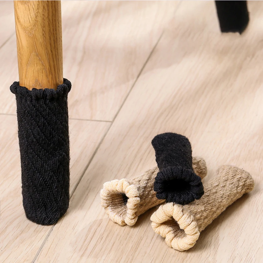 4 PCS/Lot Thickened Chair Leg Socks Chair Leg Knitting Cover Non Slip Furniture Table Foot Cover Floor Protector Stretchable