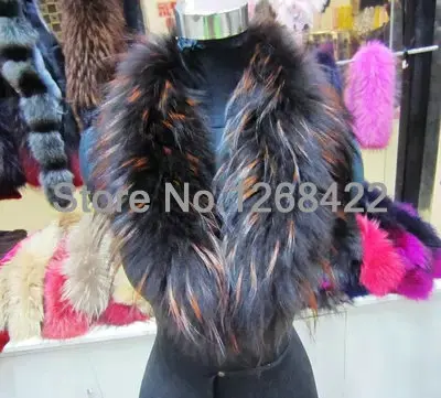 Free shopping 2014 winterThe new fashion fur collars Big raccoon fur scarf shawl collar Genuine leather fur collar multicolor