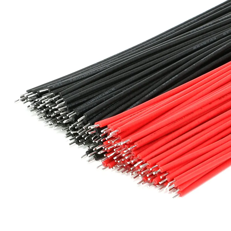 200pcs/set Tin-Plated Breadboard Jumper Cable Wire 100mm 22AWG For Arduino Red Black Color Flexible Two Ends PVC Wire Electronic