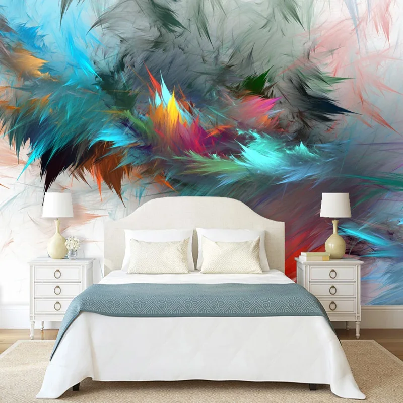 

3D Abstract Watercolor Art Colorful Feathers Photo Wallpaper Murals Living Room Bedroom Sofa Creative Home Decor 3D Papel Tapiz