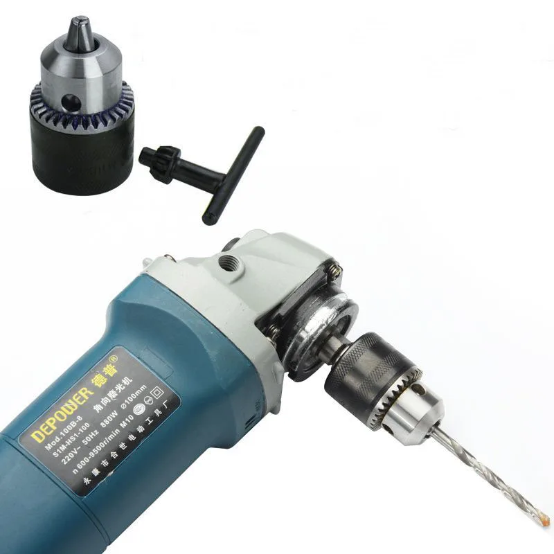 Electric Angle Grinder To Electric Drill Chuck Drill Chuck  M10 X 1.5 Threaded Metal Key Drill Chuck 100 Angle Grinder